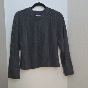 LOFT Dark Gray Cable Knit Sweater
